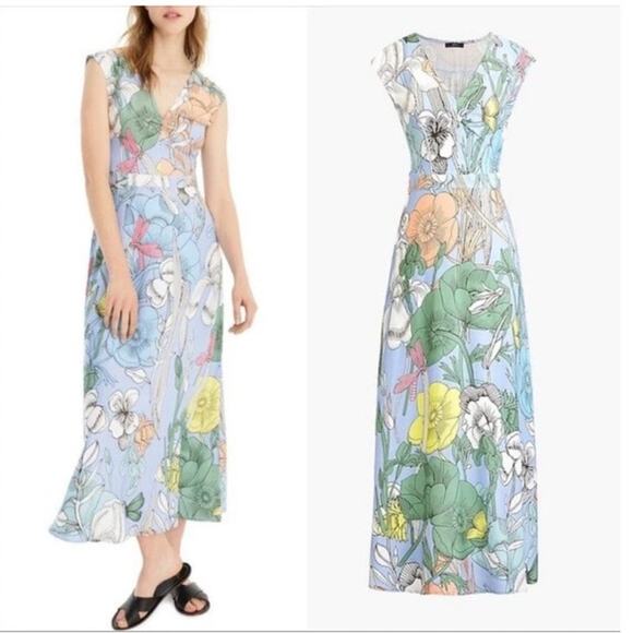 J.Crew Women’s 6 Pastel Floral Maxi Dress Evening Cocktail Wedding Guest Party - Picture 1 of 12